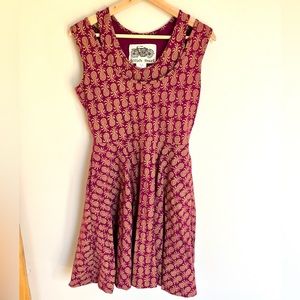 Effie’s Heart pineapple midi swing dress with pockets, women’s medium